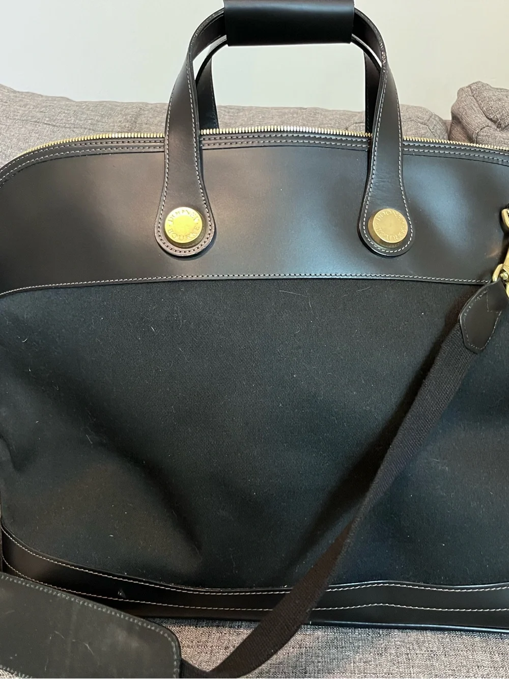 Vintage Dooney & Bourke Large Weekender Duffel Black Canvas Leather USA Made